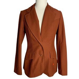 Vintage Lasso Western Blazer Jacket S Brown Notch Collar Buttons Saw Tooth Yoke